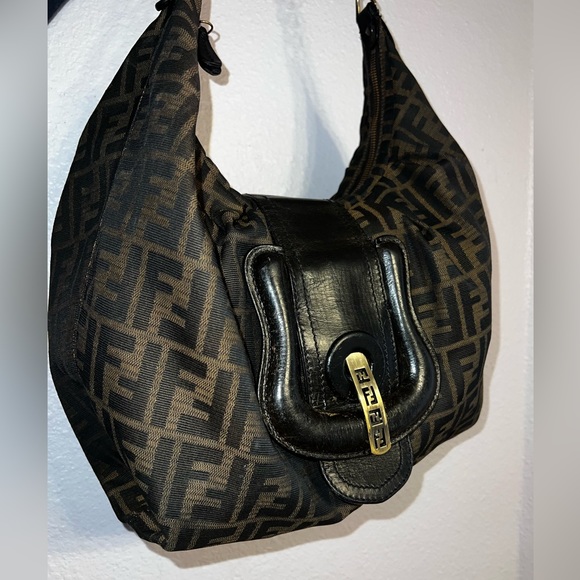 🖤 FENDI Zucca Borsa B Hobo Bag Made In ITALY Authentic! - Picture 3 of 16